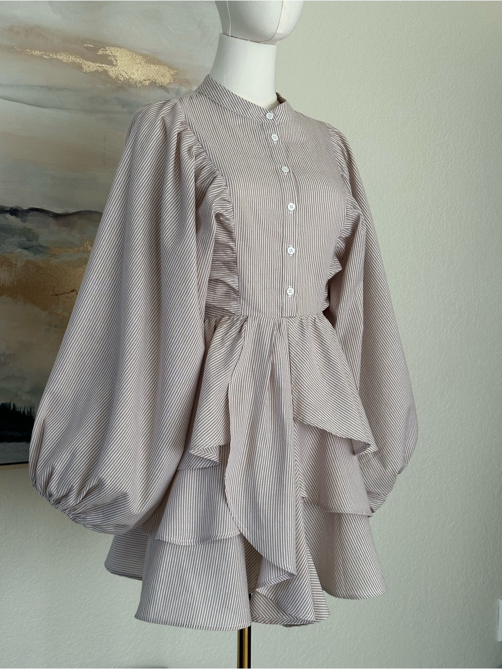 VICI Cottagecore Balloon Sleeve Peplum Mini Dress Prairie Coquette - Picture 2 of 16